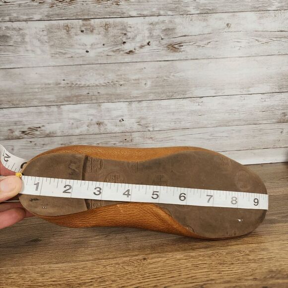 Tory Burch Reva Royal Tan Medallion Logo Leather Ballet Flats Women's Size 6 - Picture 10 of 11